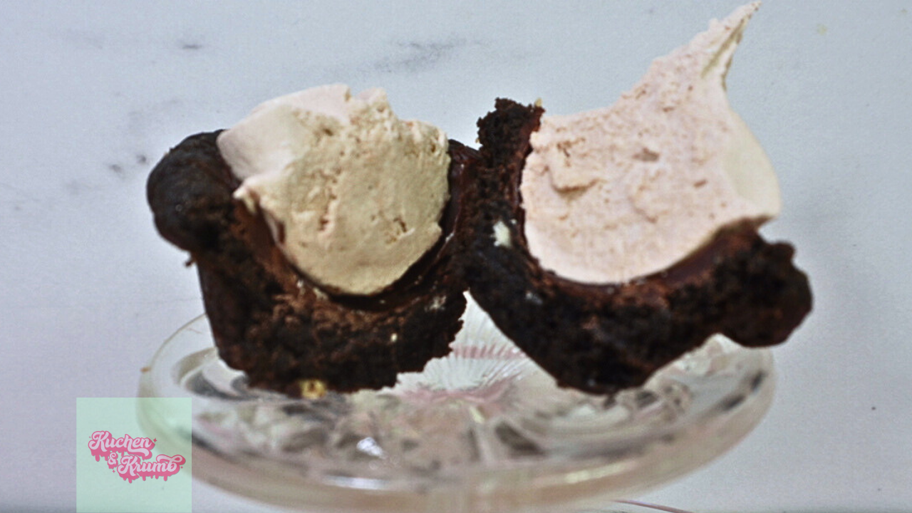 Triple Chocolate S'mores cup cut in half