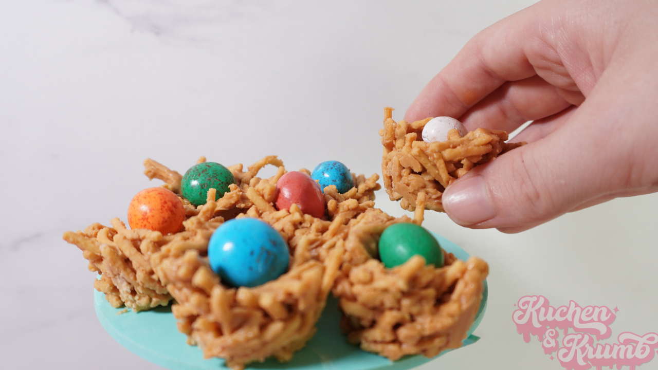 Easter Nests Cookies with speckled eggs